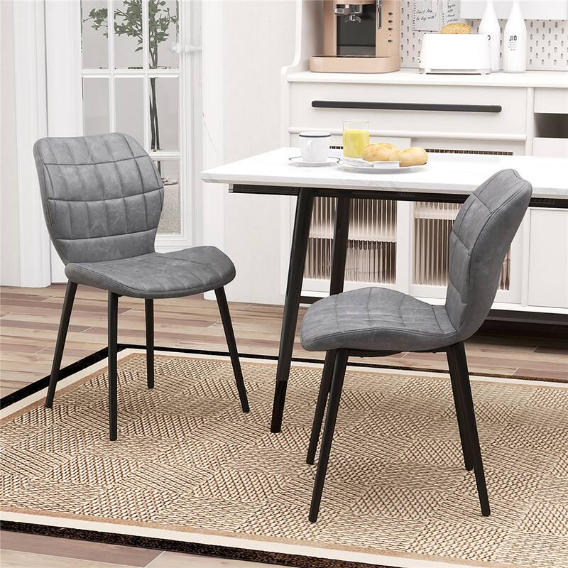Gymax Dining Chairs Set of 2 w/ Padded Back Metal Legs & 2 Adjustable