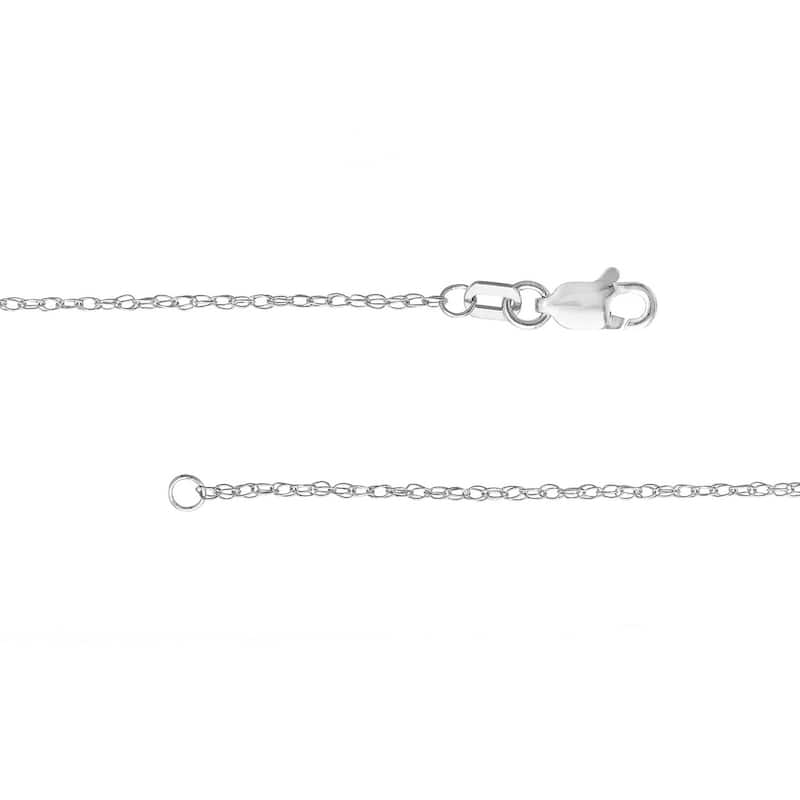 Curata 10k White Gold 1.2mm Light Weight Rope Chain Necklace (Lobster)