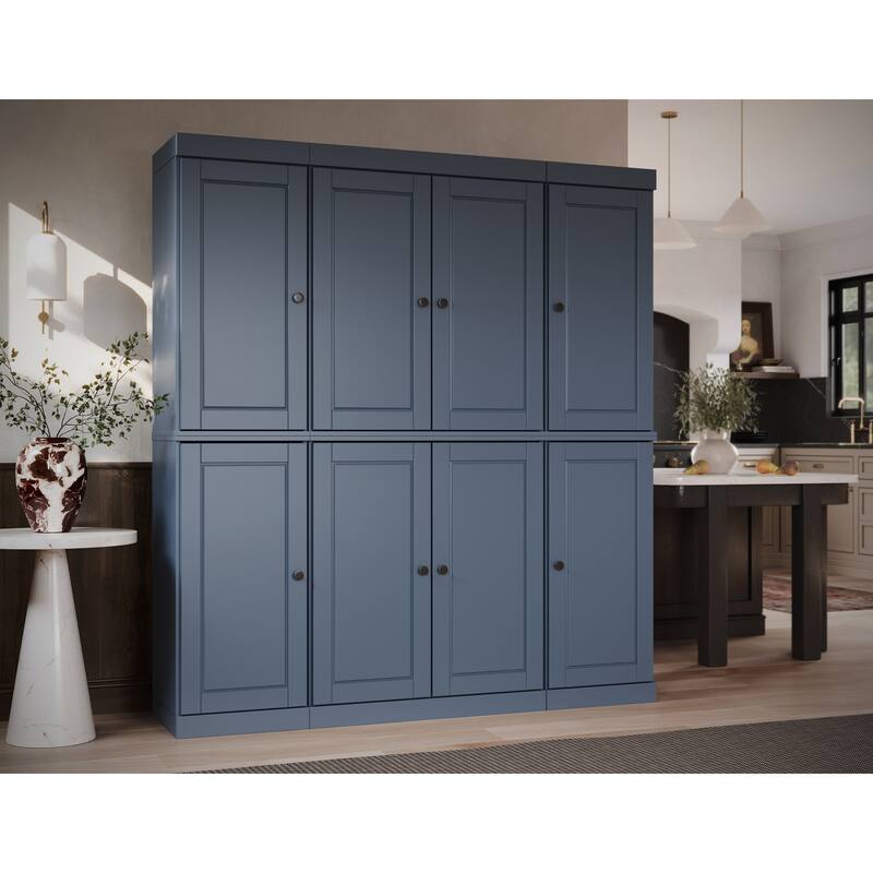 Palace Imports 100% Solid Wood Pantry Cabinet, Raised Panel Doors, Adjustable Shelves, 65" Wide, 71.5" Tall - 65" x 71.5" - Antique Blue