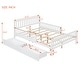 preview thumbnail 3 of 15, Full Size Kids Platform Bed with 2-Storage Drawers, Wood Children Bed Frame with Guardrails on Both Sides for Bedroom, White