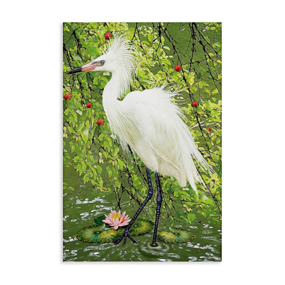 Stupell Sophisticated Heron in Pond Shore Canvas Wall Art Design By Rosiland Solomon