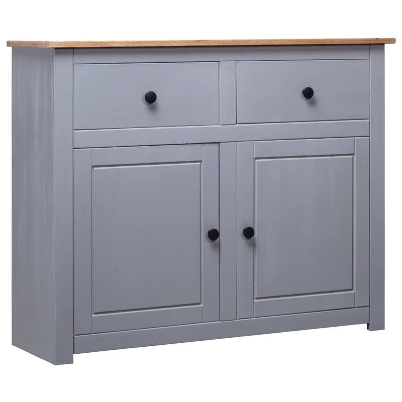 vidaXL Sideboard 2-Drawer Cupboard Sideboard Buffet Cabinet Solid Pinewood - 36.6" x 15.7" x 31.5" - Grey