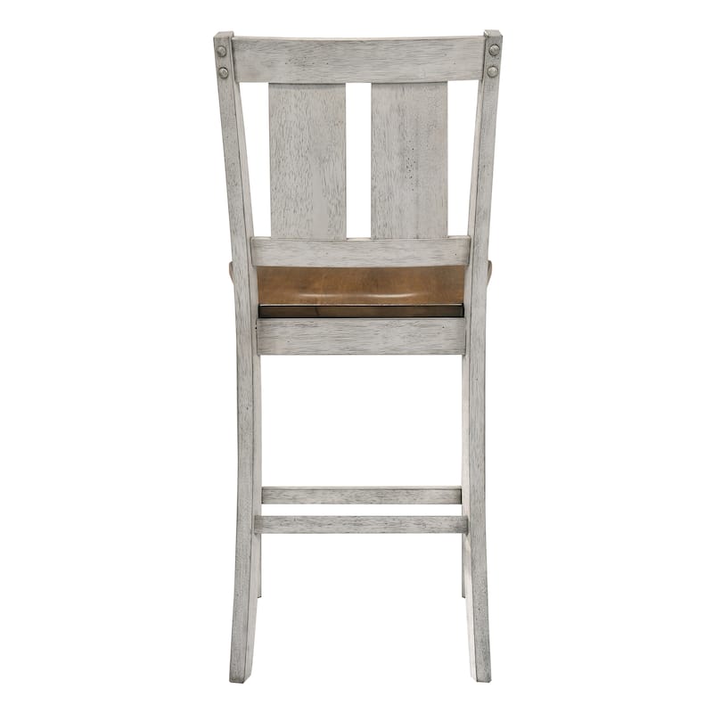 Furniture of America Theile Rustic Wood Counter Height Chairs, Set of 2