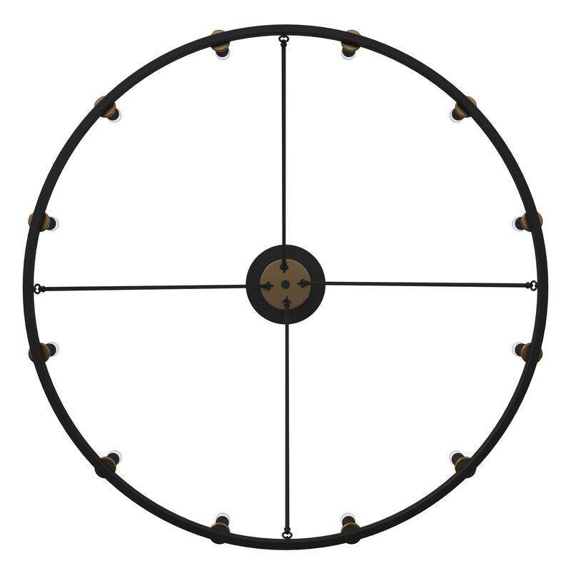 Acroma 12-light 40In Modern Farmhouse Wagon Wheel Chandelier Black/ Gold Candle Lighting - 40'' D