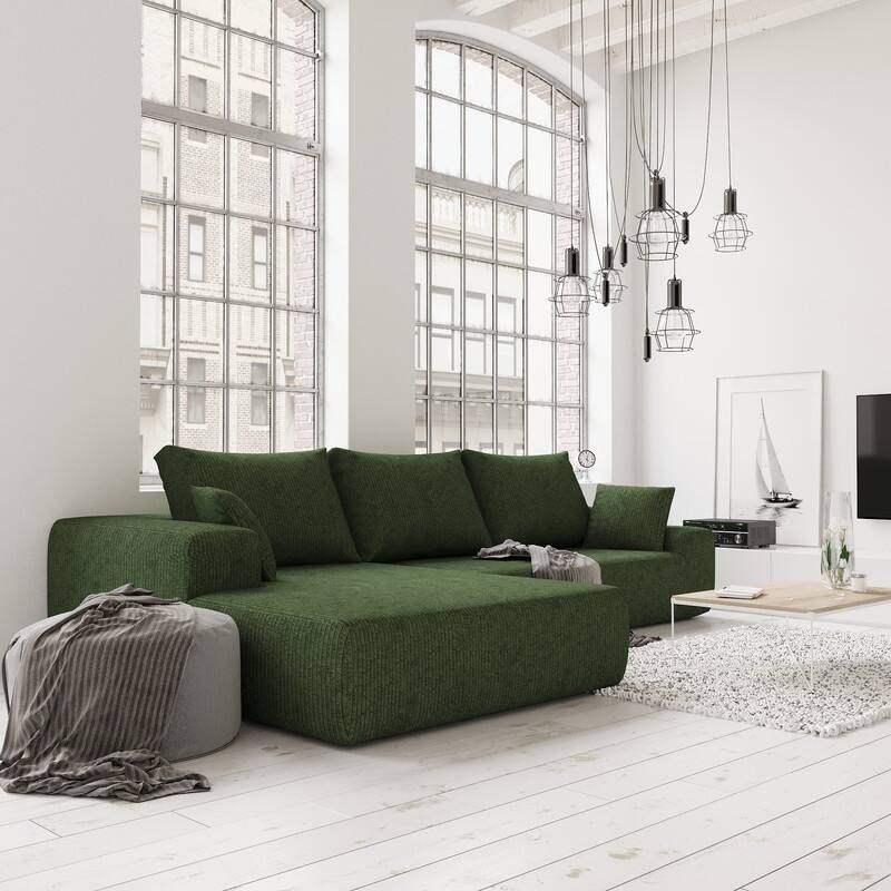 Momei L-Shaped Sofa - High-Density Foam with Spring, Multiple Cushions, Living Room