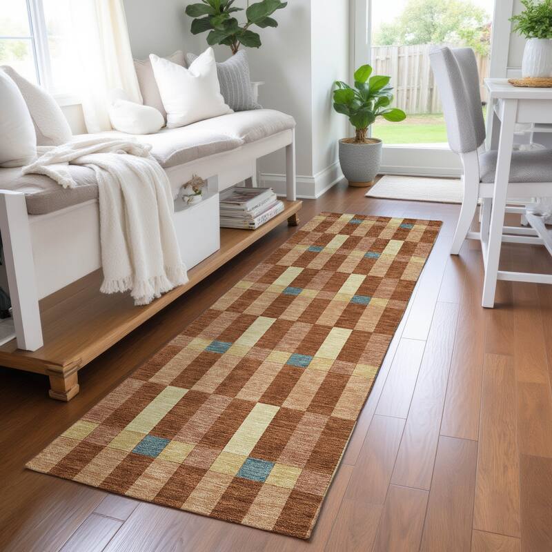 Machine Washable Indoor/ Outdoor Modern Chanute Chantille Rug