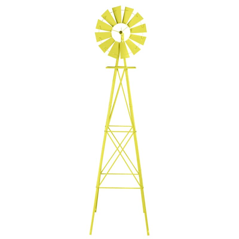 8 Foot Decorative Steel Windmill for Garden Lawn Patio Outdoor Decor Functional Wind Direction Indicator Weather Resistant