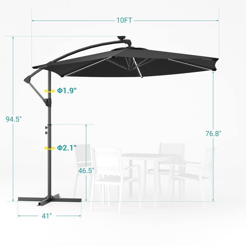 Sonkuki Outdoor 10FT LED lighted Patio Offset umbrella for Garden