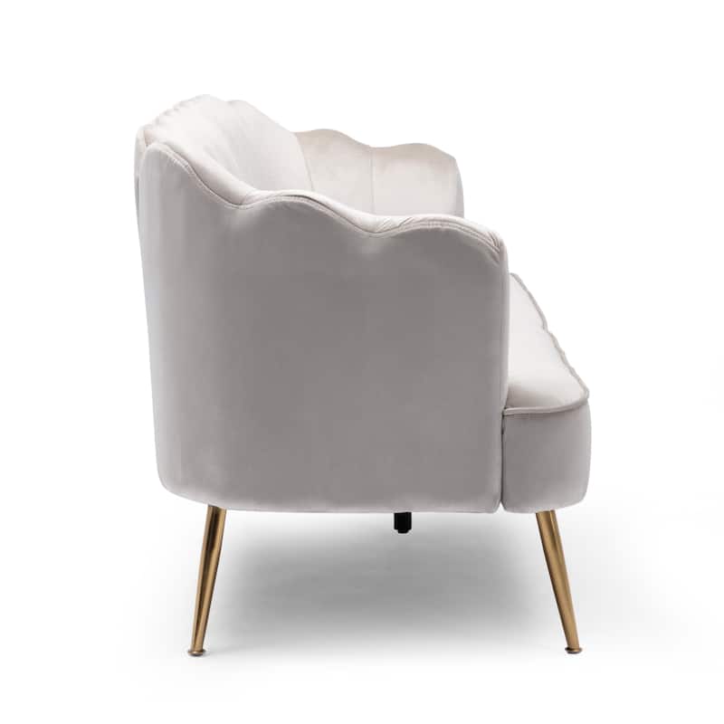 Reitz Glam Velvet Shell 3 Seater Sofa by Christopher Knight Home - 76.25" L x 29.25" W x 33.50" H