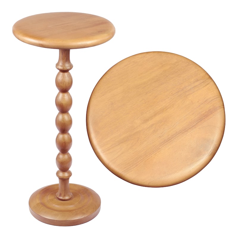 JONATHAN Y Augustus 24.5" Spindle Wood Pedestal Round Drink Table and Decorative End Table