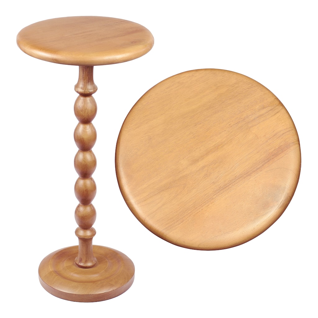 JONATHAN Y Augustus 24.5" Spindle Wood Pedestal Round Drink Table and Decorative End Table