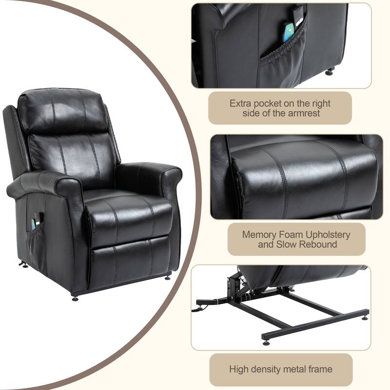 GZMR Faux Leather Elderly Power Lift Recliner Chair