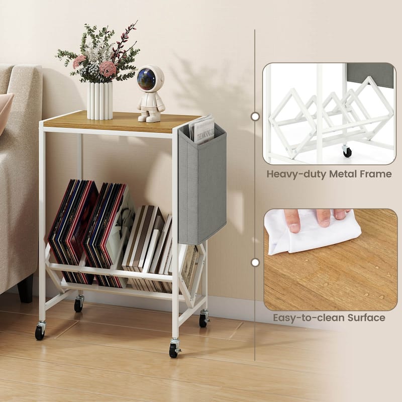 Costway Record Player Stand with Vinyl Record Storage & Side Storage - See Details
