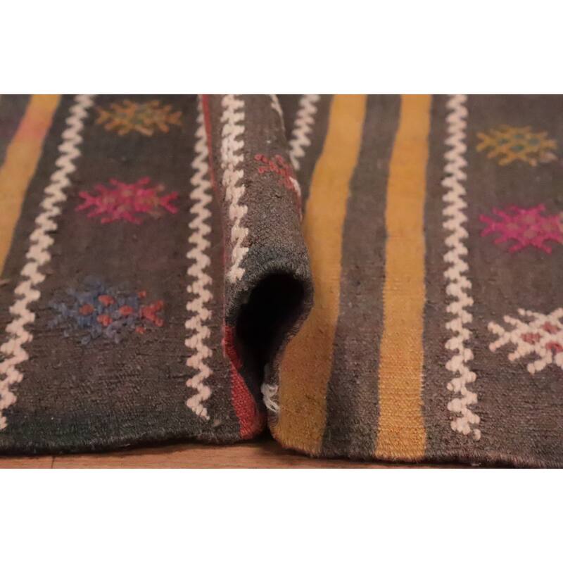 Hand Woven Oriental 100% Wool Carpet Southwestern Tribal Multi-Colored Kilim Area Rug - 9' 4'' X 5' 3''