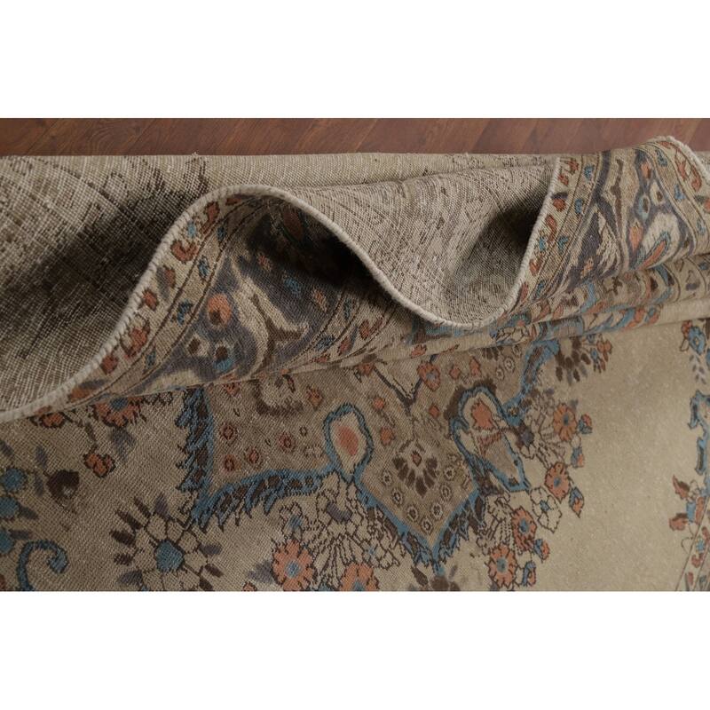Floral Beige Tabriz Persian Area Rug Handmade Wool Carpet - 8'1"x 10'7"