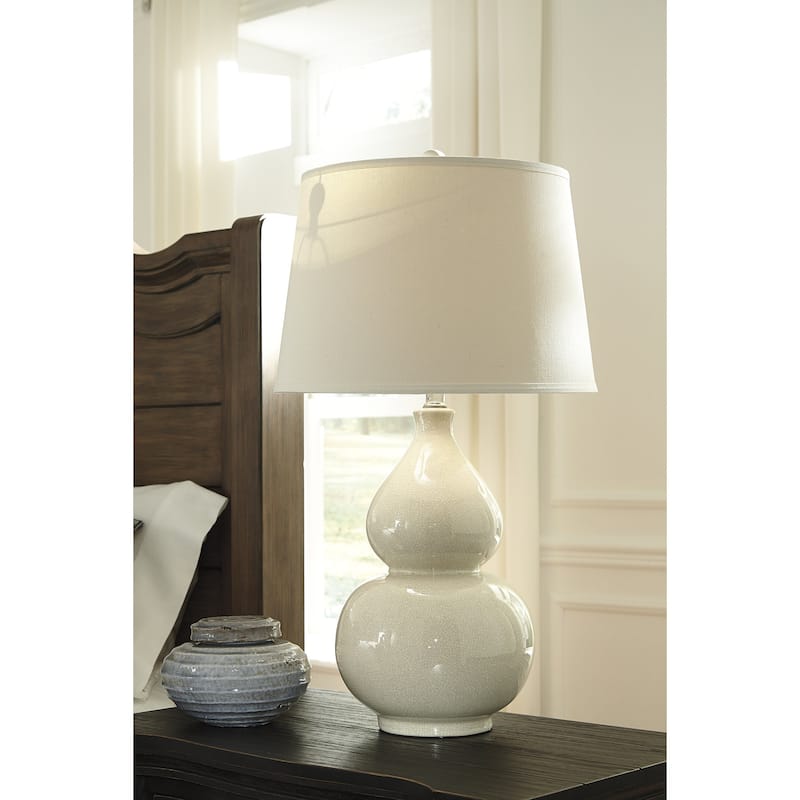 Signature Design by Ashley Saffi Biege Table Lamp - 17" W x 17" D x 30.75" H - 17" W x 17" D x 30.75" H