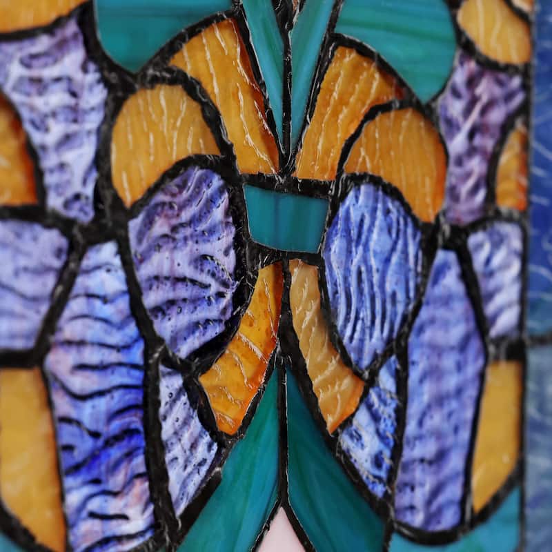 River of Goods Victorian Stained Glass Fleur De Lis Window Panel - 9.5"L x 0.25"W x 36"H
