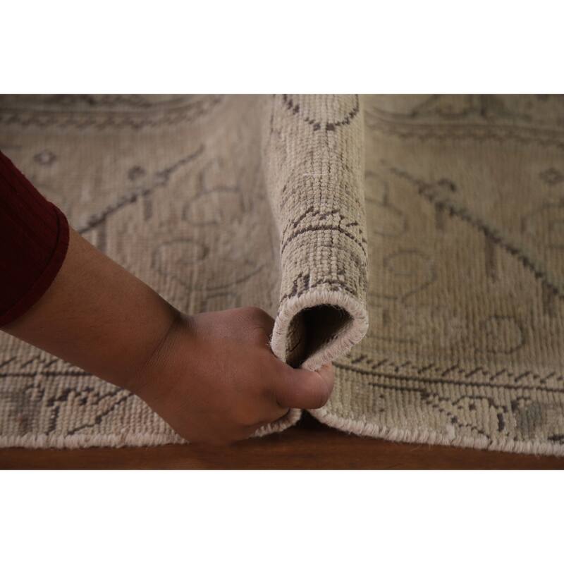 Hand Knotted Oriental 100% Wool Carpet Traditional Floral Beige & Ivories Tabriz Area Rug - 12' 5'' X 9' 7''