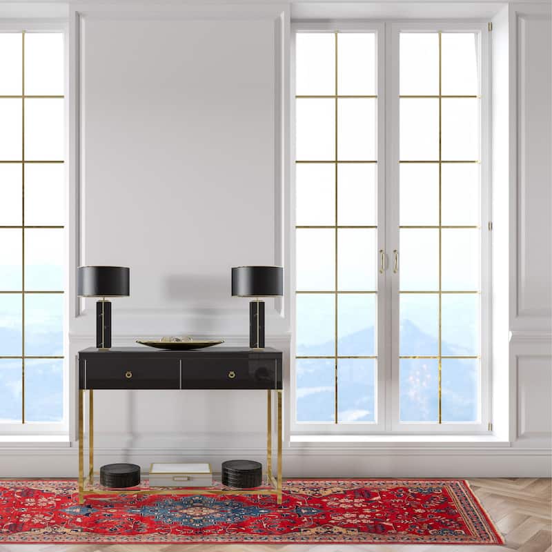 ECARPETGALLERY Hand-knotted Andelz Red Wool Rug - 3' 5" x 10' 10"