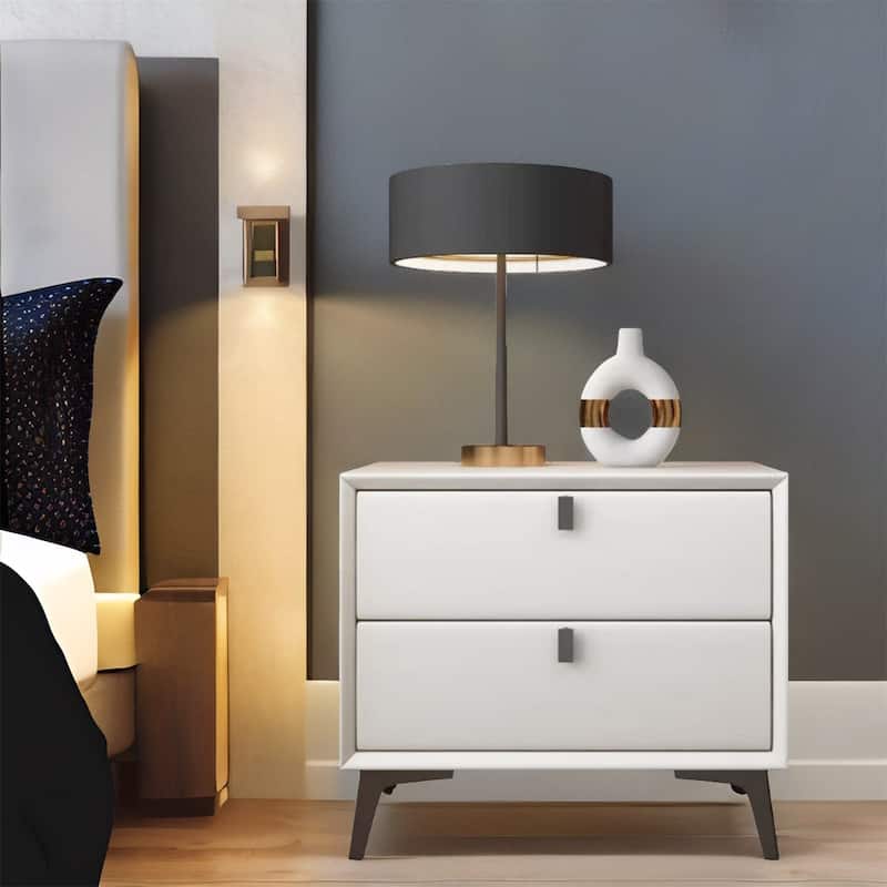 White Two Drawers Nightstand - White