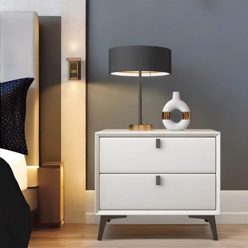 White Two Drawers Nightstand