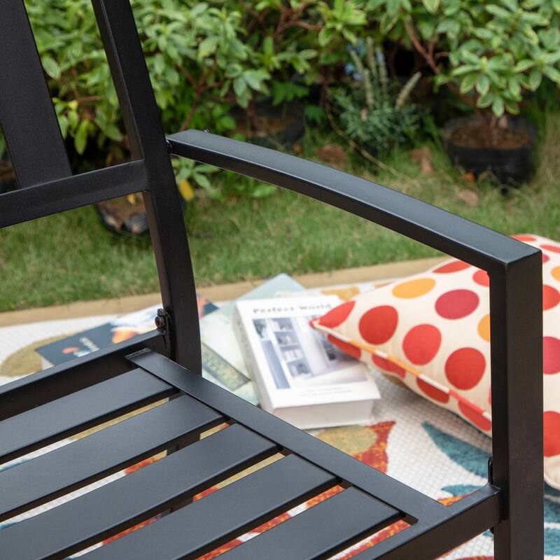 Patio E-coated Weather-resistant Stackable Dining Armchairs (Set of 2)