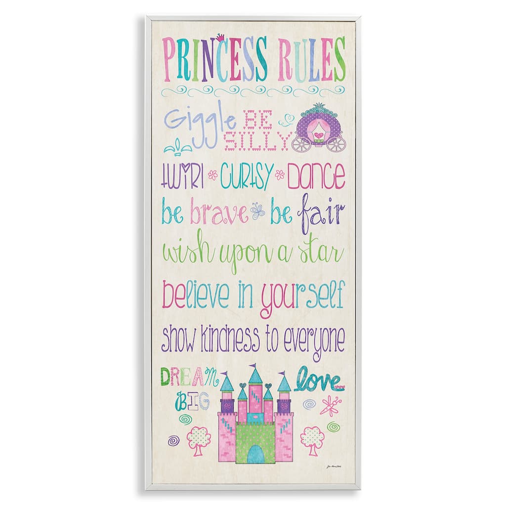 Princess Rules Castle Typography Framed Wall Art