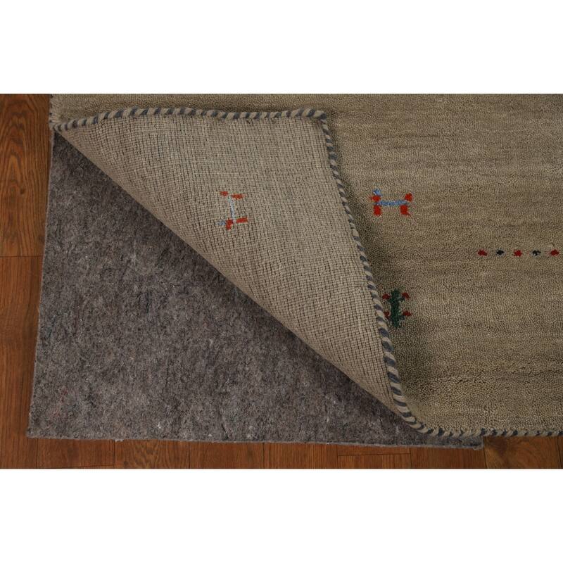 Hand Knotted Oriental 100% Wool Carpet Tribal Tribal Beige & Ivories Gabbeh Area Rug - 4' 10'' X 2' 9''