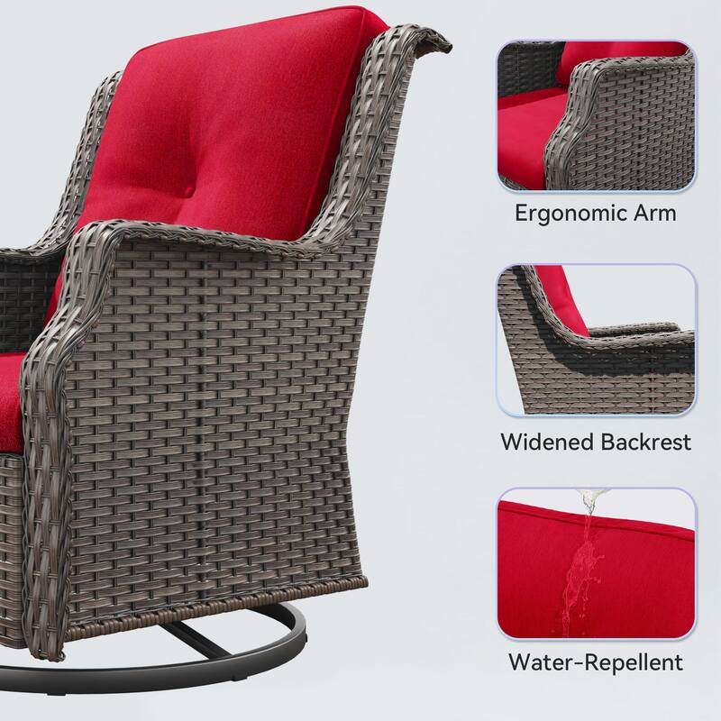 Cozywor Wicker Patio Outdoor Lounge Chair Swivel Rocking Chair
