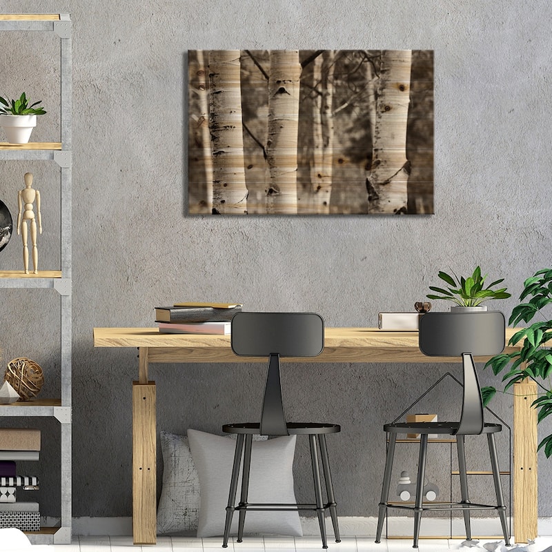 Aspens IV Print On Wood by Debra Van Swearingen - Multi-Color