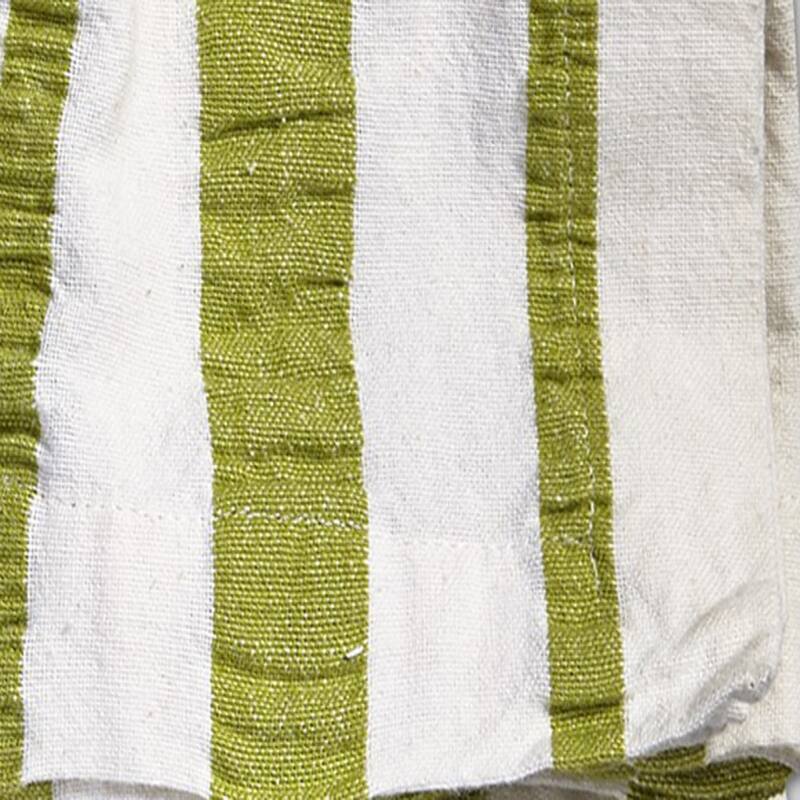 Green Seersucker Stripes on White Background Seersucker Stripe Cotton Machine Washable Napkin Set of 4 - 20 x 20
