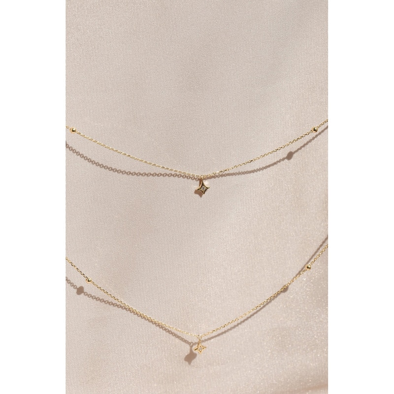 Annello by Kobelli 14k Gold Bohemian Diamond Layered Necklace (GH/I)