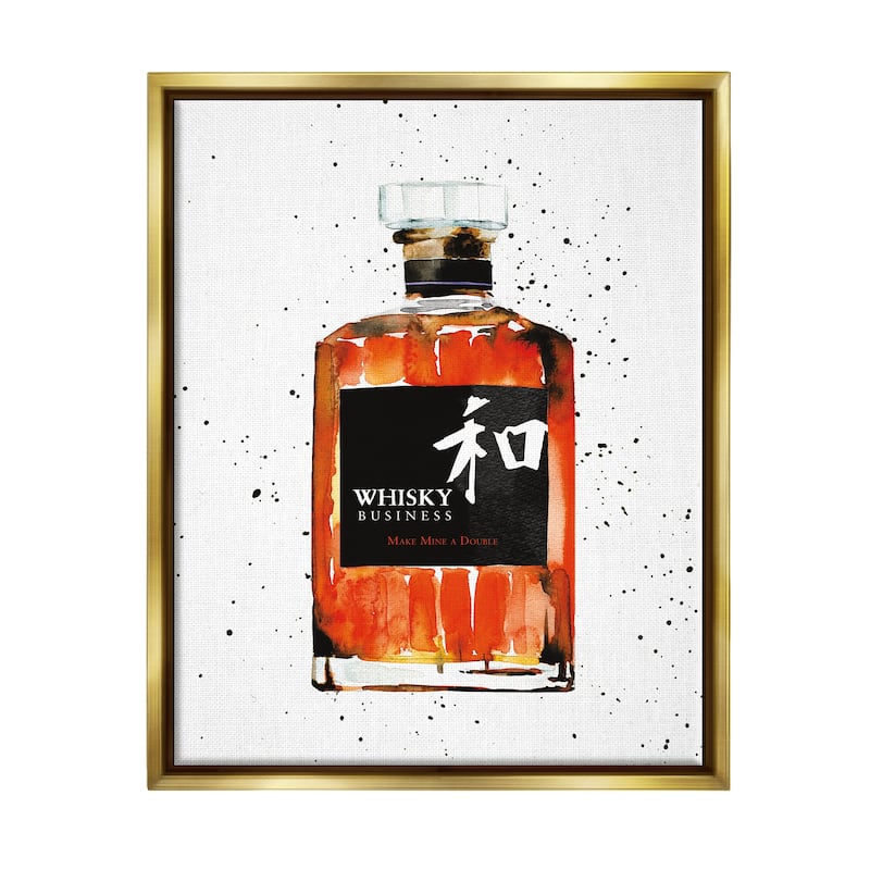 Stupell Whisky Business Quote Japanese Liquor Bottle Floater Frame - White