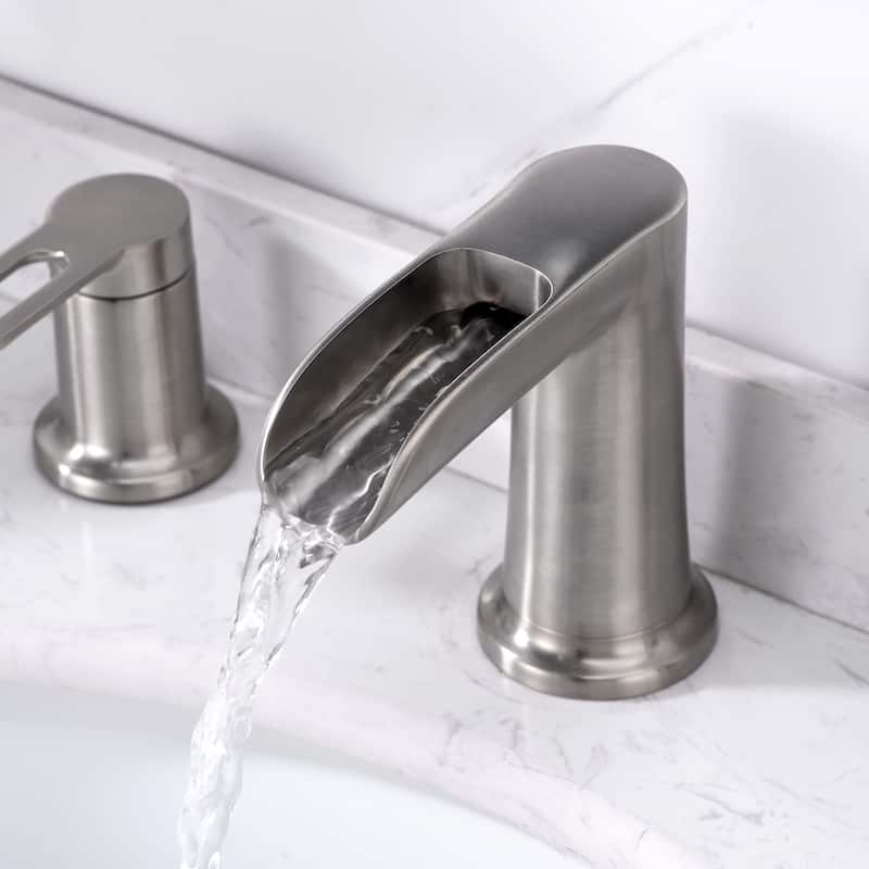 Luxier WSP16-T Waterfall Widespread Bathroom Faucet with Pop-Up Drain