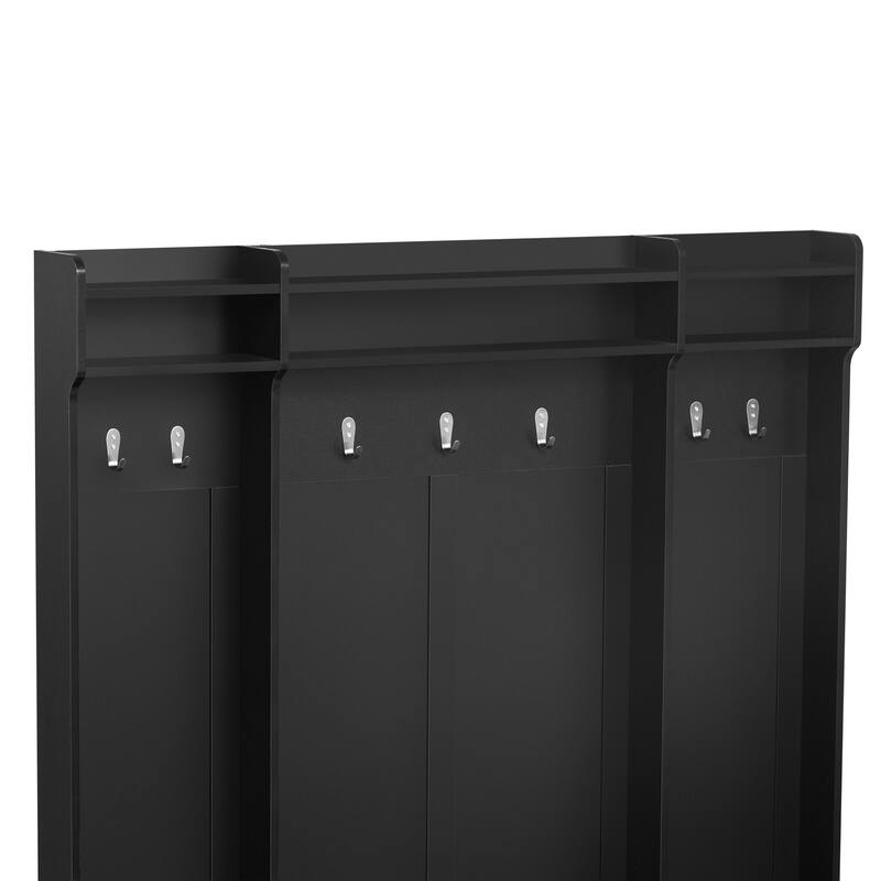 5-in-1 Entryway Bench with Coat Rack, 7 Sturdy Hooks, Adjustable Shelves, Drawers, and Metal Handles
