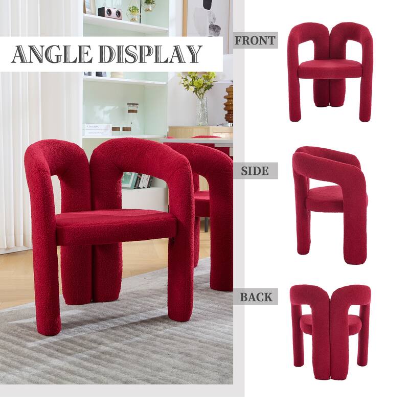 Roomfitters Modern Boucle Accent Chairs, Set of 2, Upholstered Arched Back Dining or Lounge Chairs for Living Room or Office