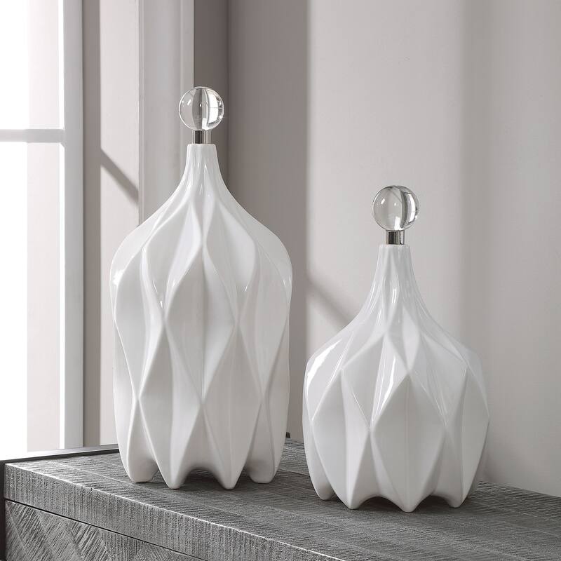 Uttermost Klara White Bottles (Set of 2)