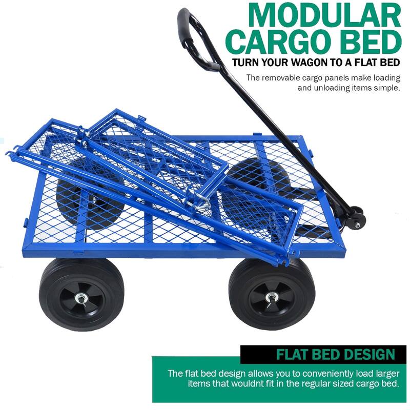 Multi-functional cart with 10-inch solid tires for gardening and farming