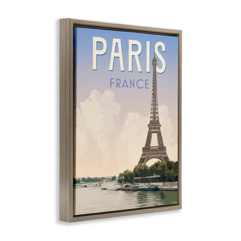 Stupell Paris Tower Landmark Framed Floater Canvas Wall Art Design By Victoria Barnes