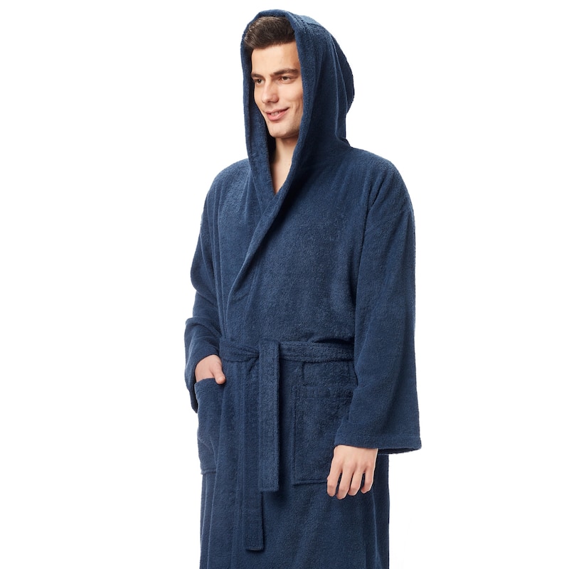 Men's Long Turkish Cotton Hooded Bathrobe