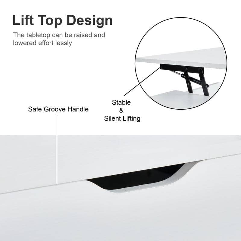 39" Lift-Top Coffee Table with Hidden Storage & Shelf – Ideal for Living Room or Reception Area‌