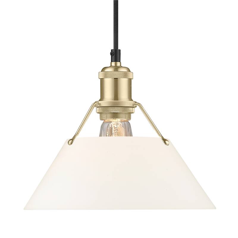 Yep by Golden Lighting Orwell 1-light 10in Pendant in Brushed Champagne Brass and Opal Glass - Gold