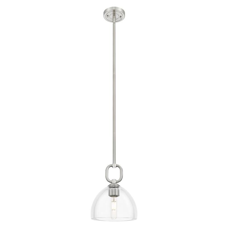 Innovations Lighting Downtown Urban - Hudson - 1 Light 8" Stem Hung Mini Pendant with Dome Shade - Clear Shade/Satin Nickel