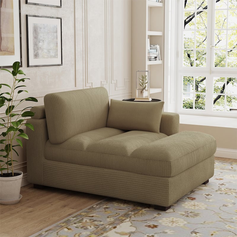 Modern Corduroy L-Shaped Sofa Chaise Lounge Couch