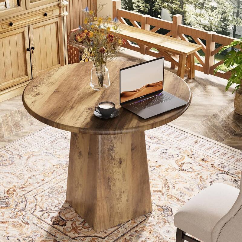 31.5-Inch Round Dining Room Table for 2-4, Small Kitchen Dinner Table for Dining Room Living Room