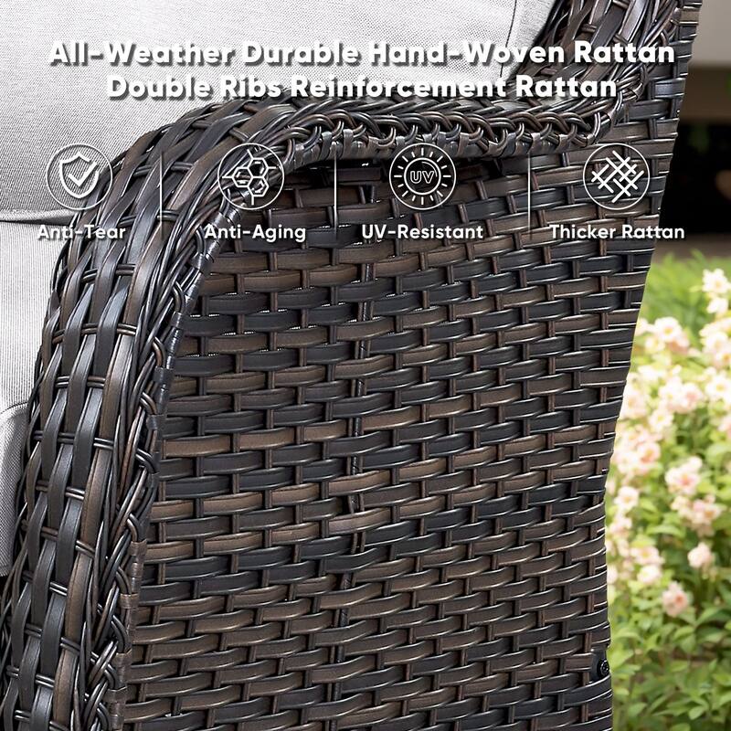 Gymojoy Wicker Swivel Glider Chair with Water-Resistant Olefin Cushions