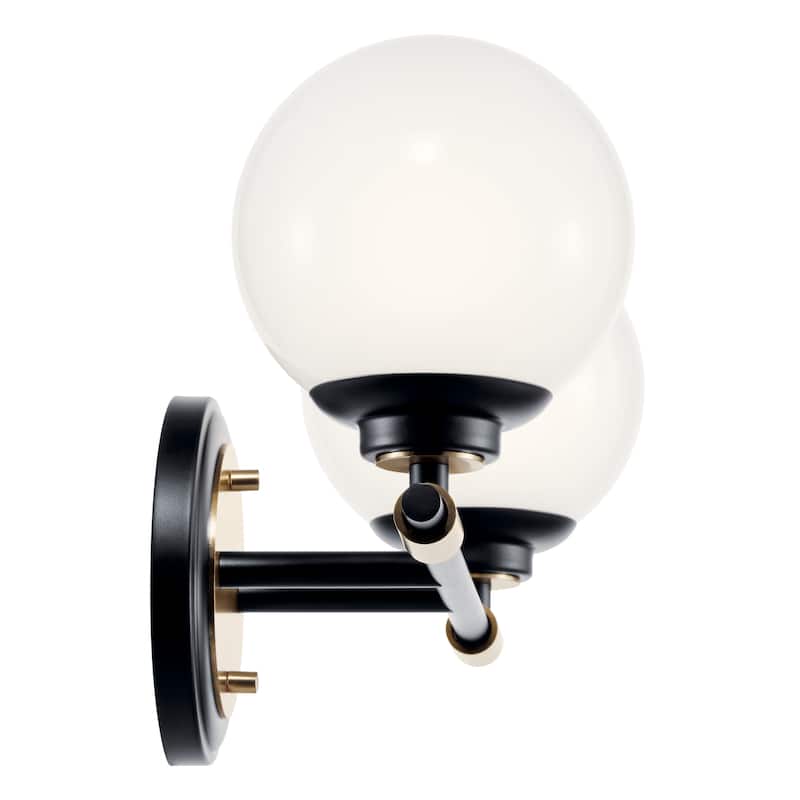 Benno 14.75 in. 2-Light Bathroom Vanity Light with Opal Glass