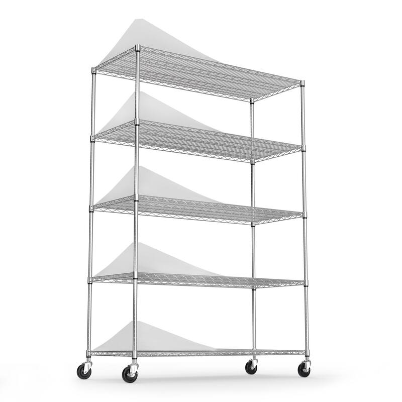 5 Tier metal storage rack with lining - Silver