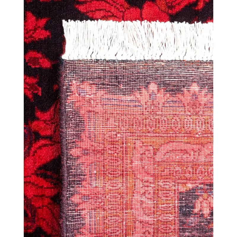 Overton Hand Knotted Wool Vintage Inspired Modern Contemporary Overdyed Red Runner Rug - 2' 6" x 12' 0"
