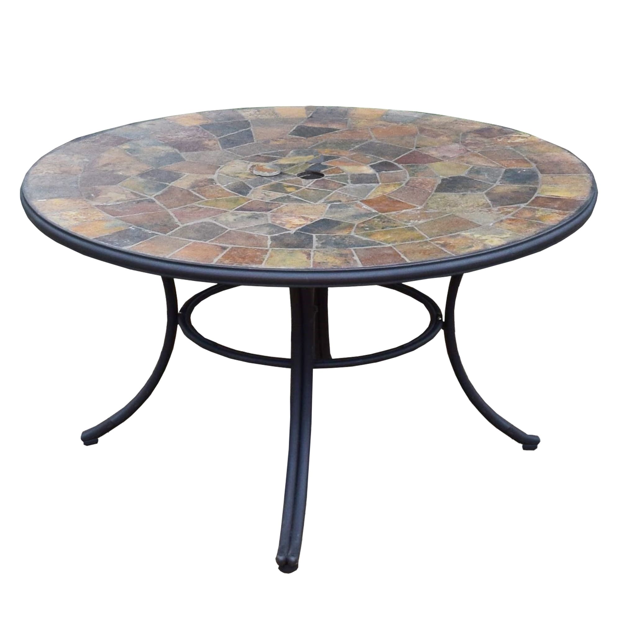 Black Stone Slate Round Outdoor 42 Inch Patio Deep Seating Dining Table Overstock 31781631